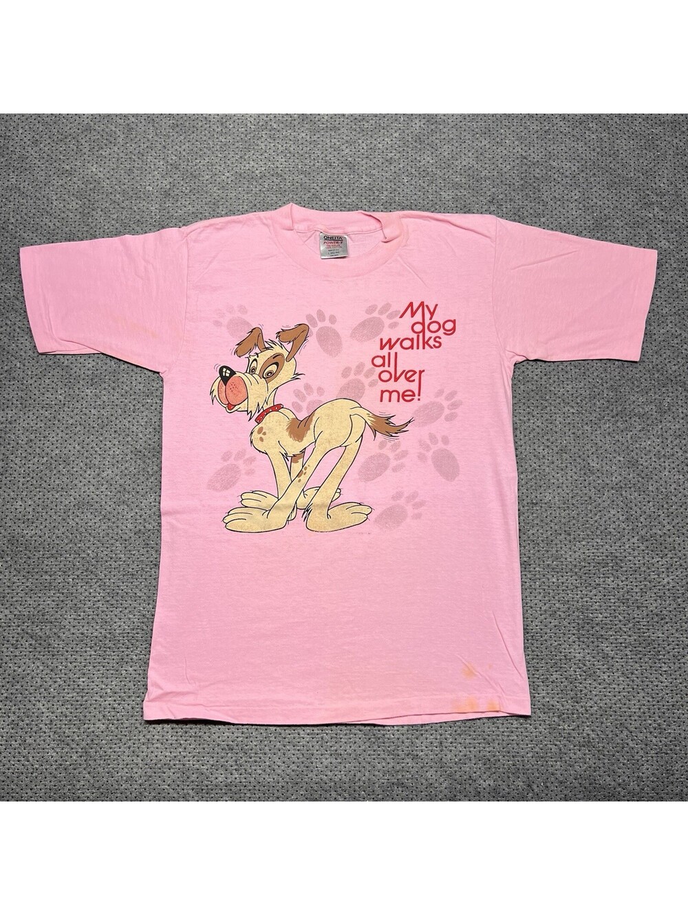 Vintage 1990S My Dog Walks All Over Me T-Shirt Large Rare Men’s Pink Made In USA